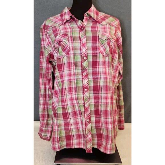 Ariat Plaid pearl snap XXL cotton button up Shirt Western Country Rodeo - Picture 1 of 10